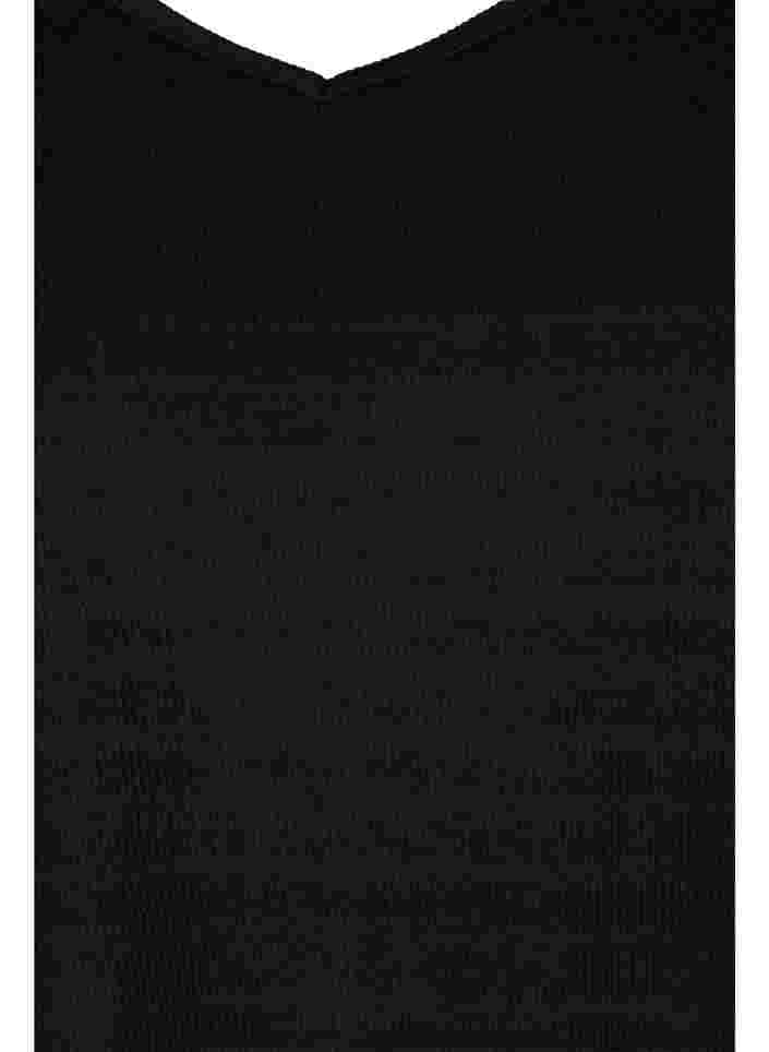 Pusero 3/4-hihoilla ja v-pääntiellä, Black, Packshot image number 2