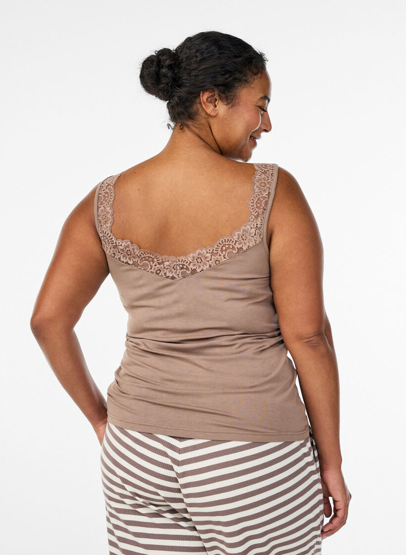 Pitsireunainen viskoositoppi, Beige, Model image number 2