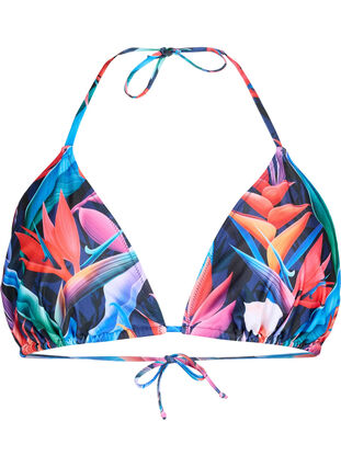 Kolmiomallinen bikiniyläosa printillä, Bright Leaf, Packshot image number 0
