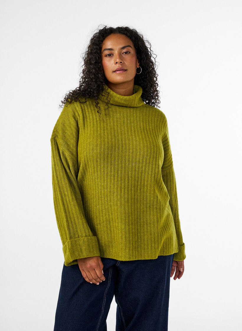 Neulepaita poolokauluksella, Vihre&auml;, Model image number 0