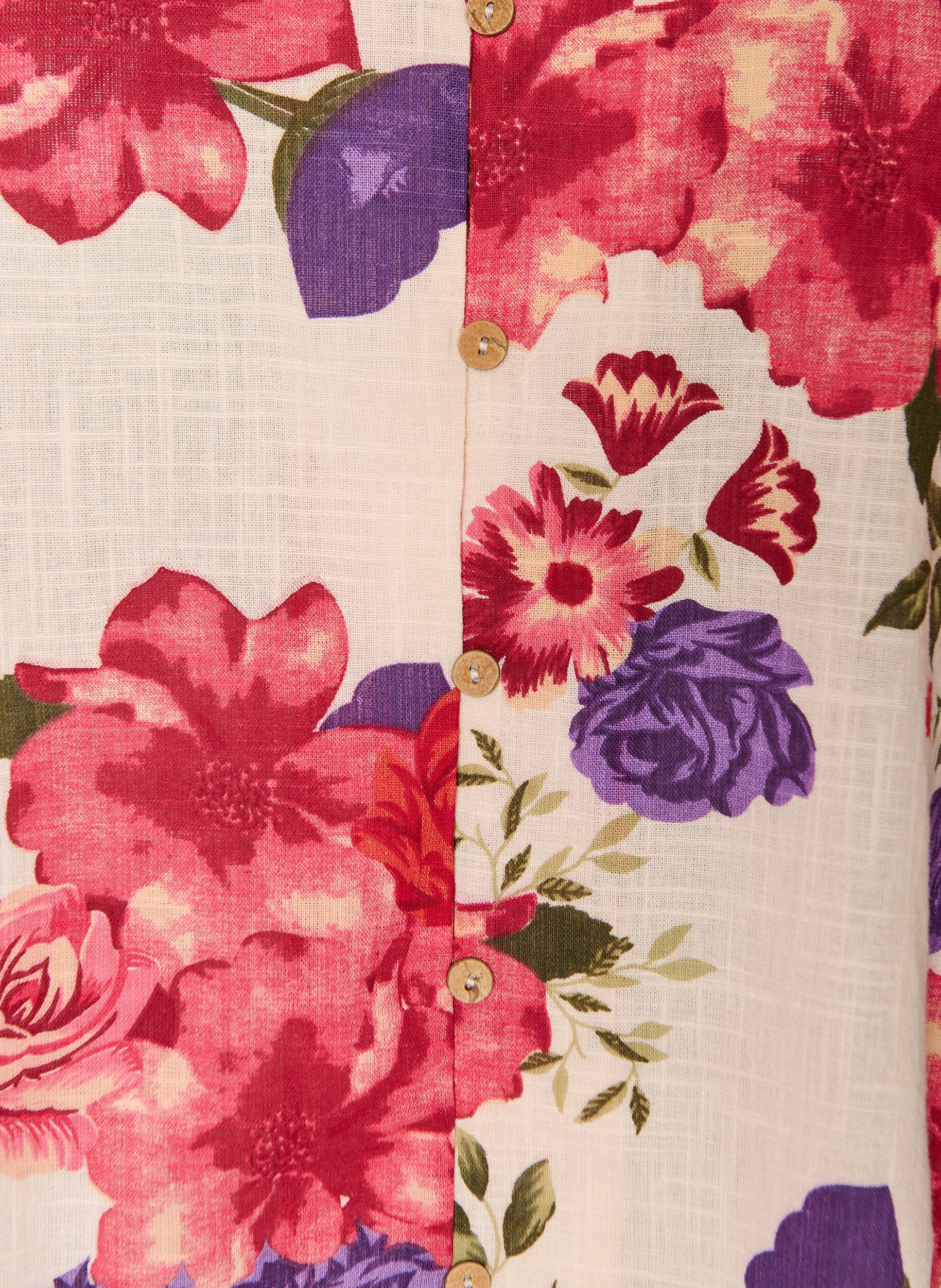 ZizziLyhythihainen puuvillapaita V-p&auml;&auml;ntiell&auml;, Punainen, Packshot image number 2