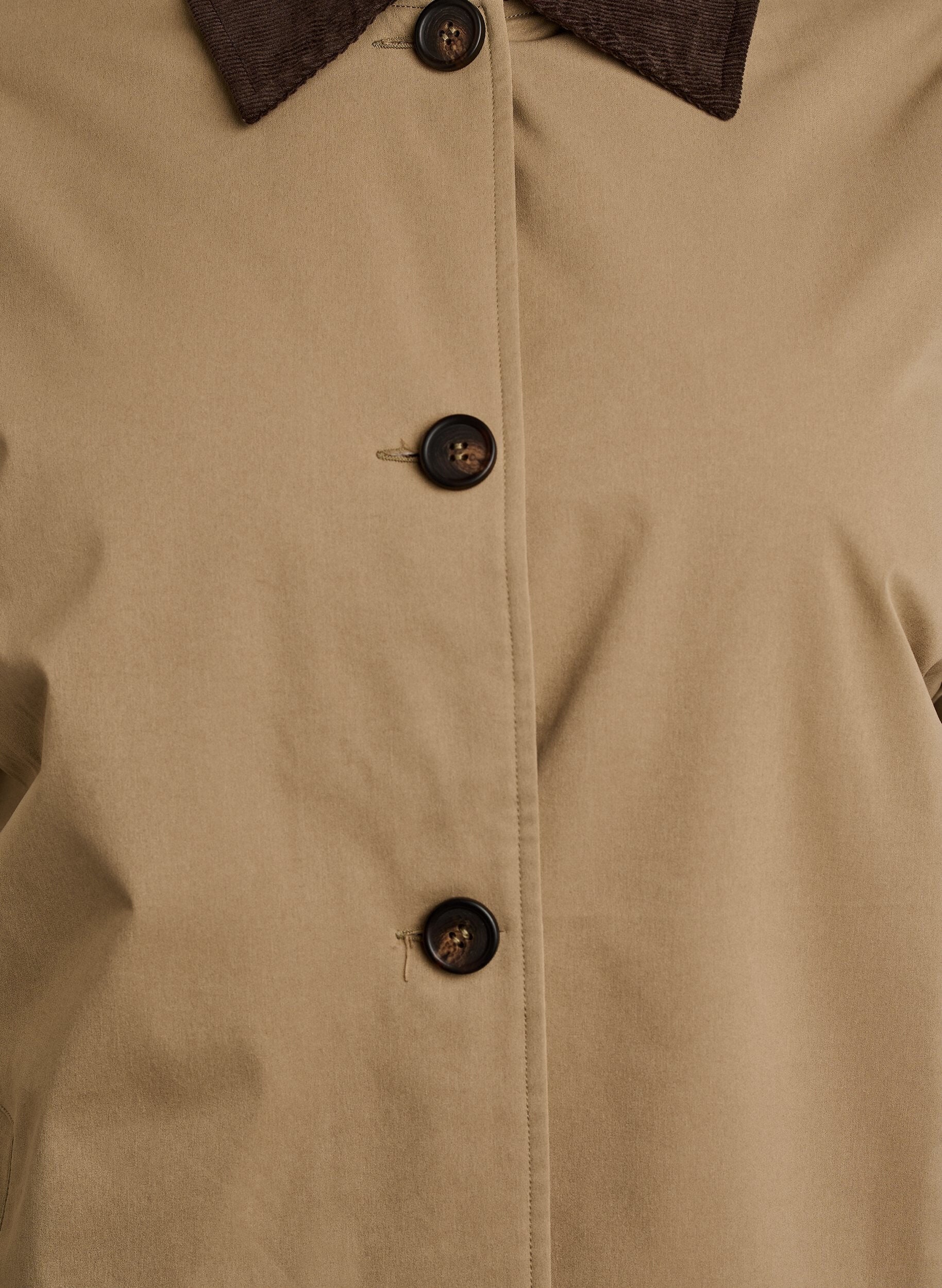 ZizziPuolimittainen takki vakosamettikauluksella, Beige, Packshot image number 2