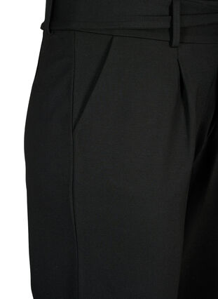 Korkeavyötäröiset housut, joissa röyhelöitä ja solmimisnauha, Black, Packshot image number 2