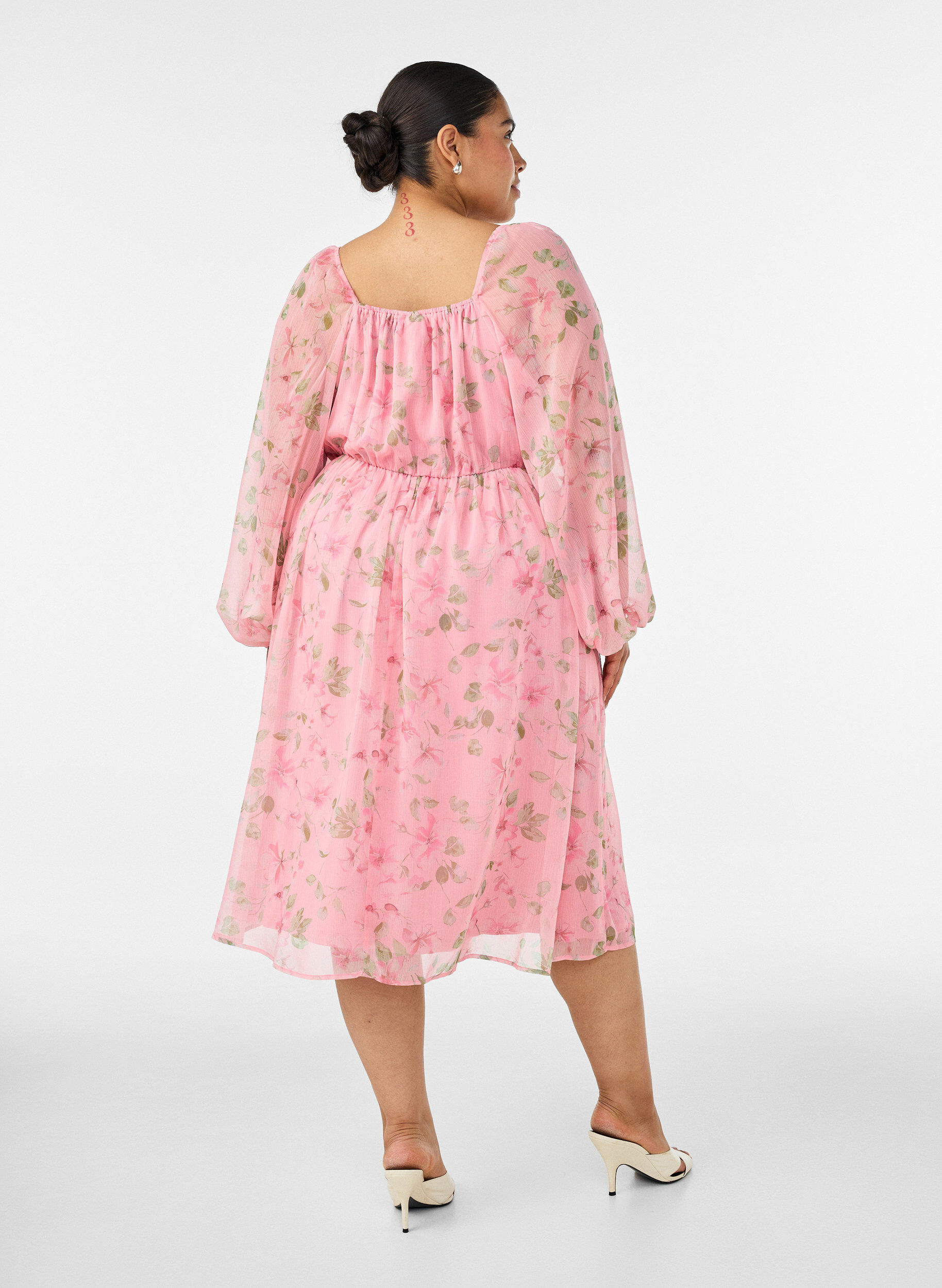 ZizziPitk&auml;hihainen sifonkijuhlamekko, Vaaleanpunainen, Model image number 1