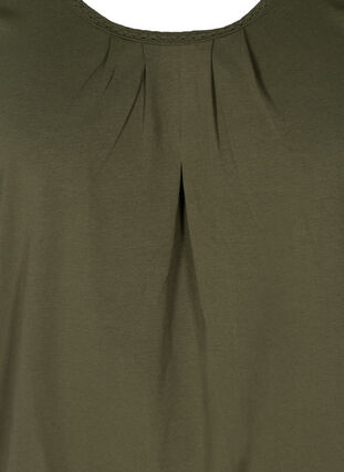 Lyhythihainen t-paita pyöreällä pääntiellä ja pitsireunuksella , Ivy Green, Packshot image number 2