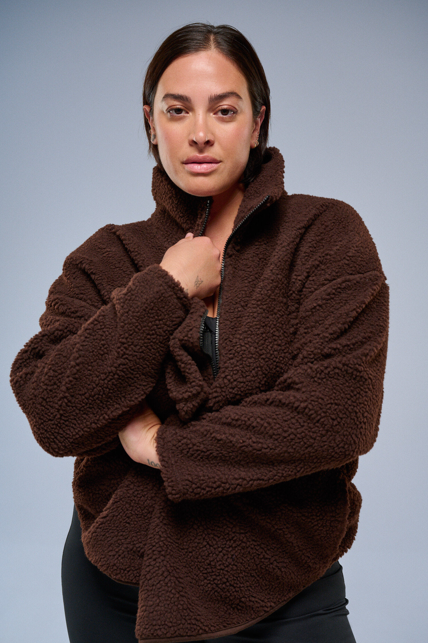 Zizzi Fleecetakki ruskea, , Model