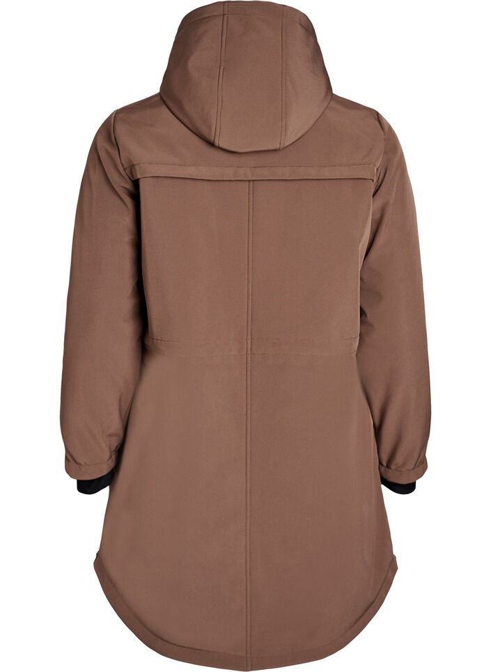 Vett&auml; hylkiv&auml; softshell-takki, jossa on tikattu vuori, Ruskea, Packshot image number 1
