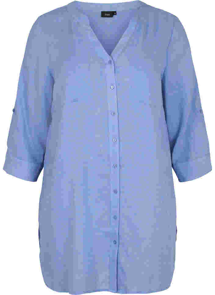 Pitkä paita 3/4-hihoilla ja v-aukolla, Ultramarine, Packshot image number 0