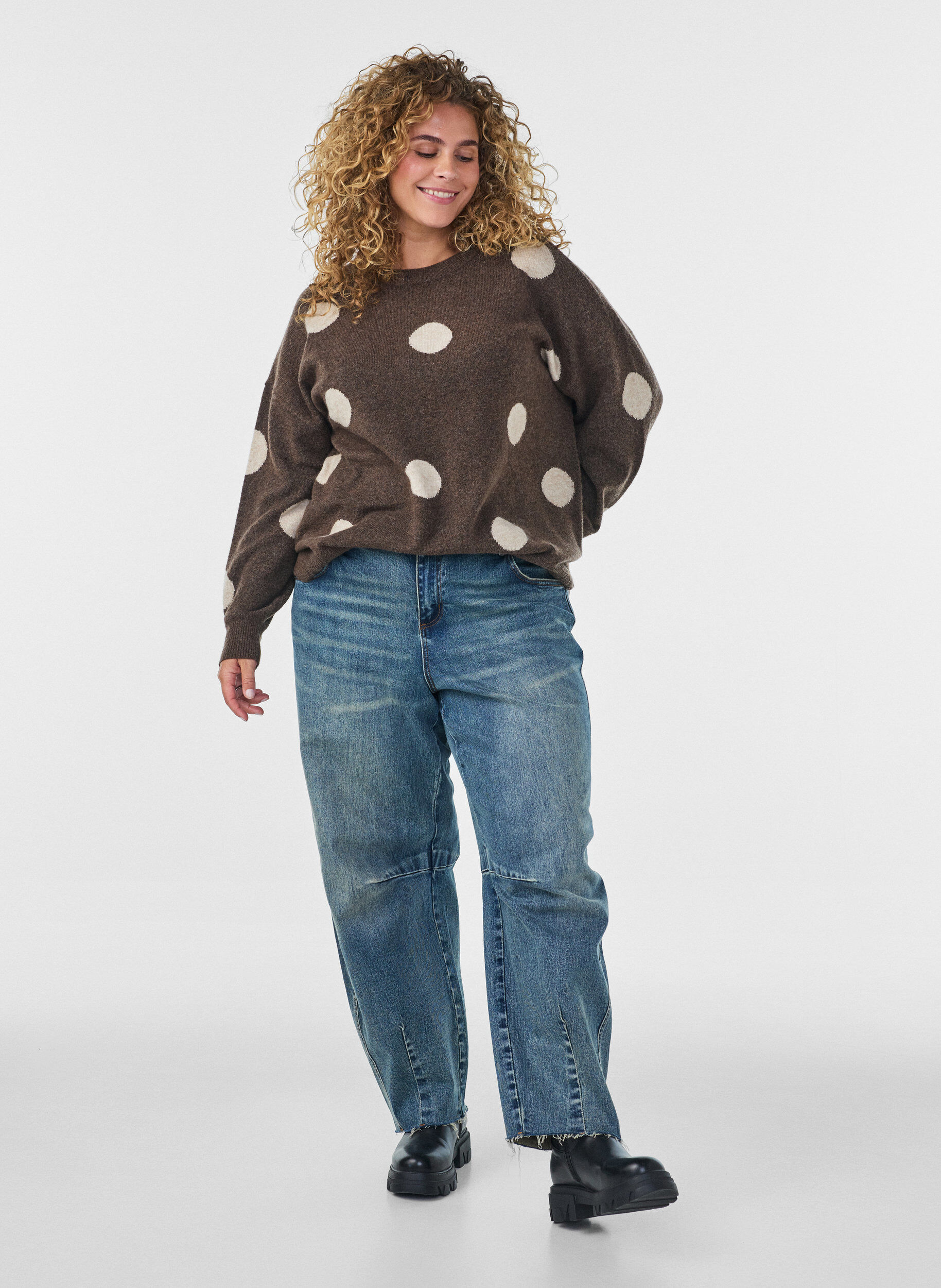 ZizziNeulepusero pilkkukuviolla, Ruskea, Model image number 1