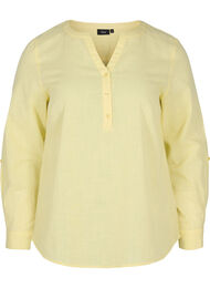 Puuvillainen paitapusero v-aukolla, Yellow