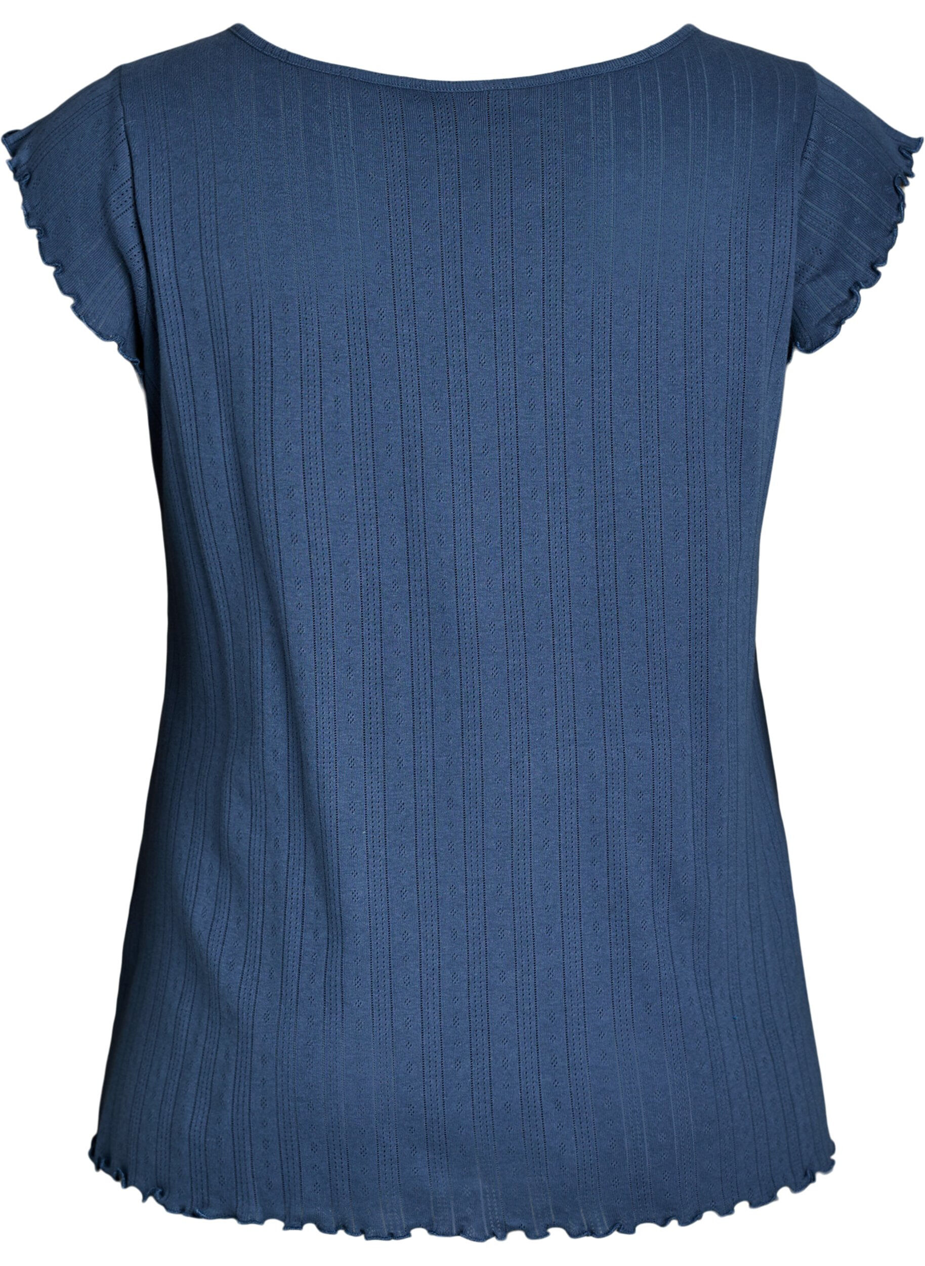 Zizzi Luomupuuvillainen pyjamapaita lyhyill&auml; hihoilla, Sininen, Packshot image number 1