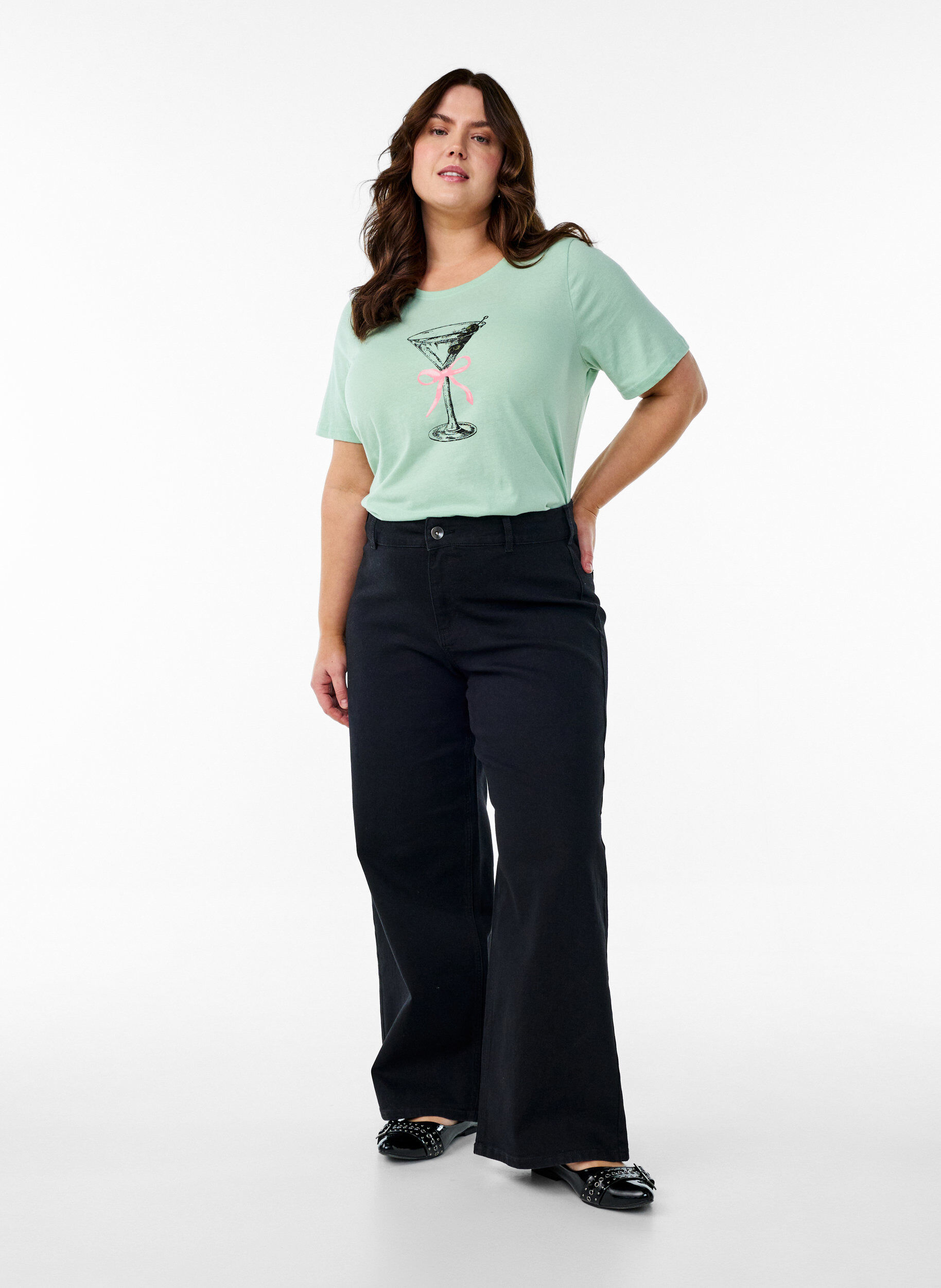 Zizzi FLASH - T-paita printill&auml;, Vihre&auml;, Model image number 1