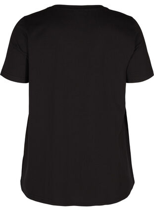 Puuvillainen a-mallinen t-paita painatuksella , Black, Packshot image number 1