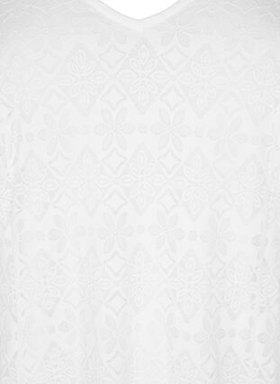 Pitkähihainen pitsimekko v-pääntiellä, Bright White, Packshot image number 2