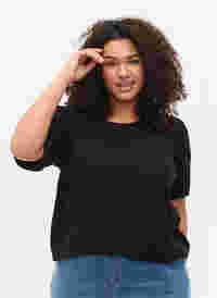 Puuvillainen t-paita 2/4-hihoilla, Black, Model