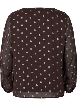 Kuosillinen pusero, jossa on v-pääntie, Fudge/Gold Dots, Packshot image number 1