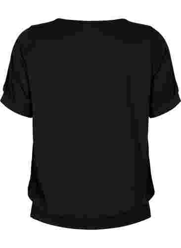 Yksivärinen t-paita v-pääntiellä treeniin, Black, Packshot image number 1