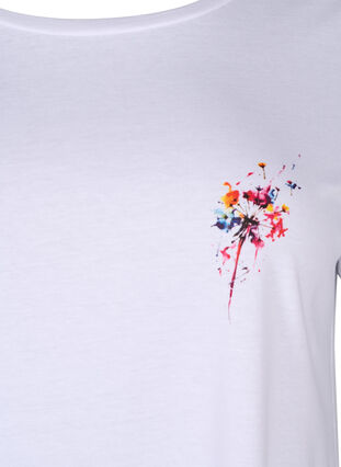 Puuvillainen t-paita painatuksella, Bright White FLOWER, Packshot image number 2