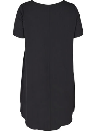Yksivärinen mekko lyhyillä hihoilla, Black, Packshot image number 1