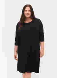 Jersey-mekko viskoosista 3/4-hihoilla, Black, Model