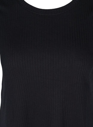 Yksivärinen ribattu t-paita lyhyillä hihoilla, Black, Packshot image number 2