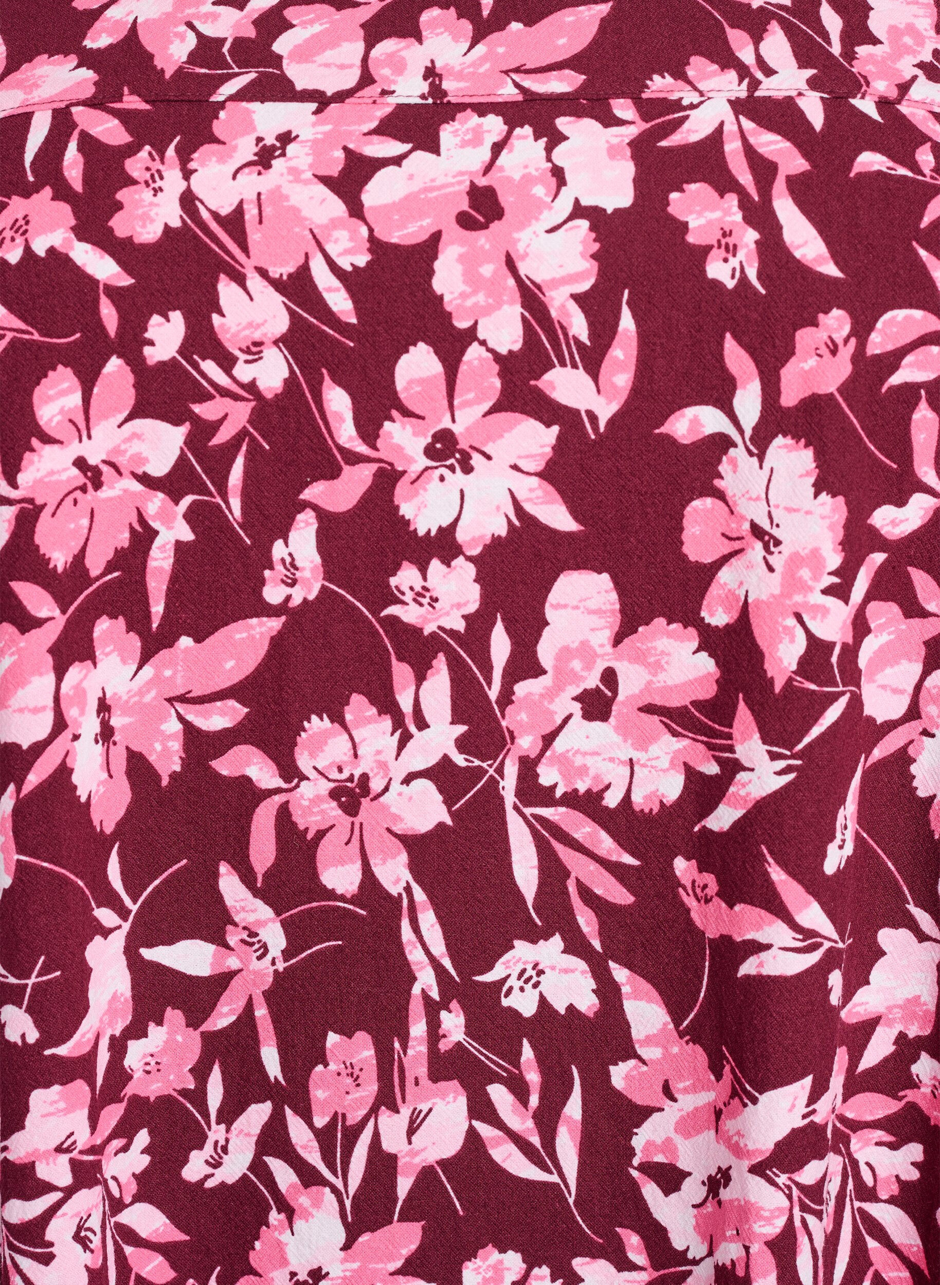 ZizziLyhythihainen painokuvioitu puuvillamekko, Tumma Bordeaux, Packshot image number 2