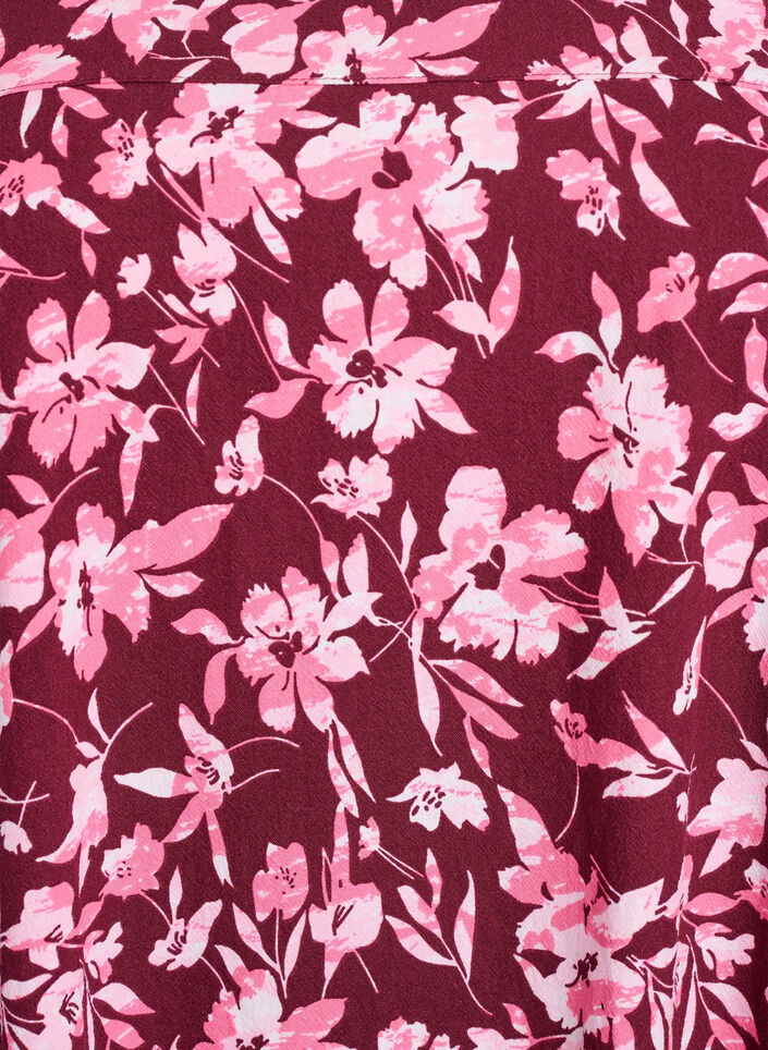 Lyhythihainen painokuvioitu puuvillamekko, Tumma Bordeaux, Packshot image number 2