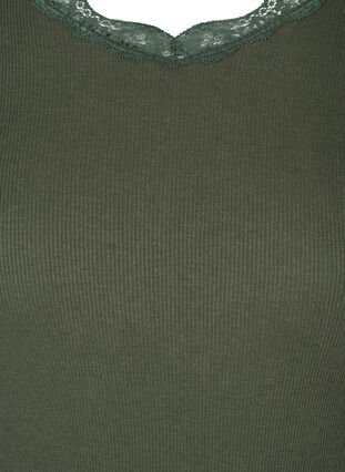 Pitkähihainen ribattu pusero pitsiyksityiskohdilla , Thyme, Packshot image number 2