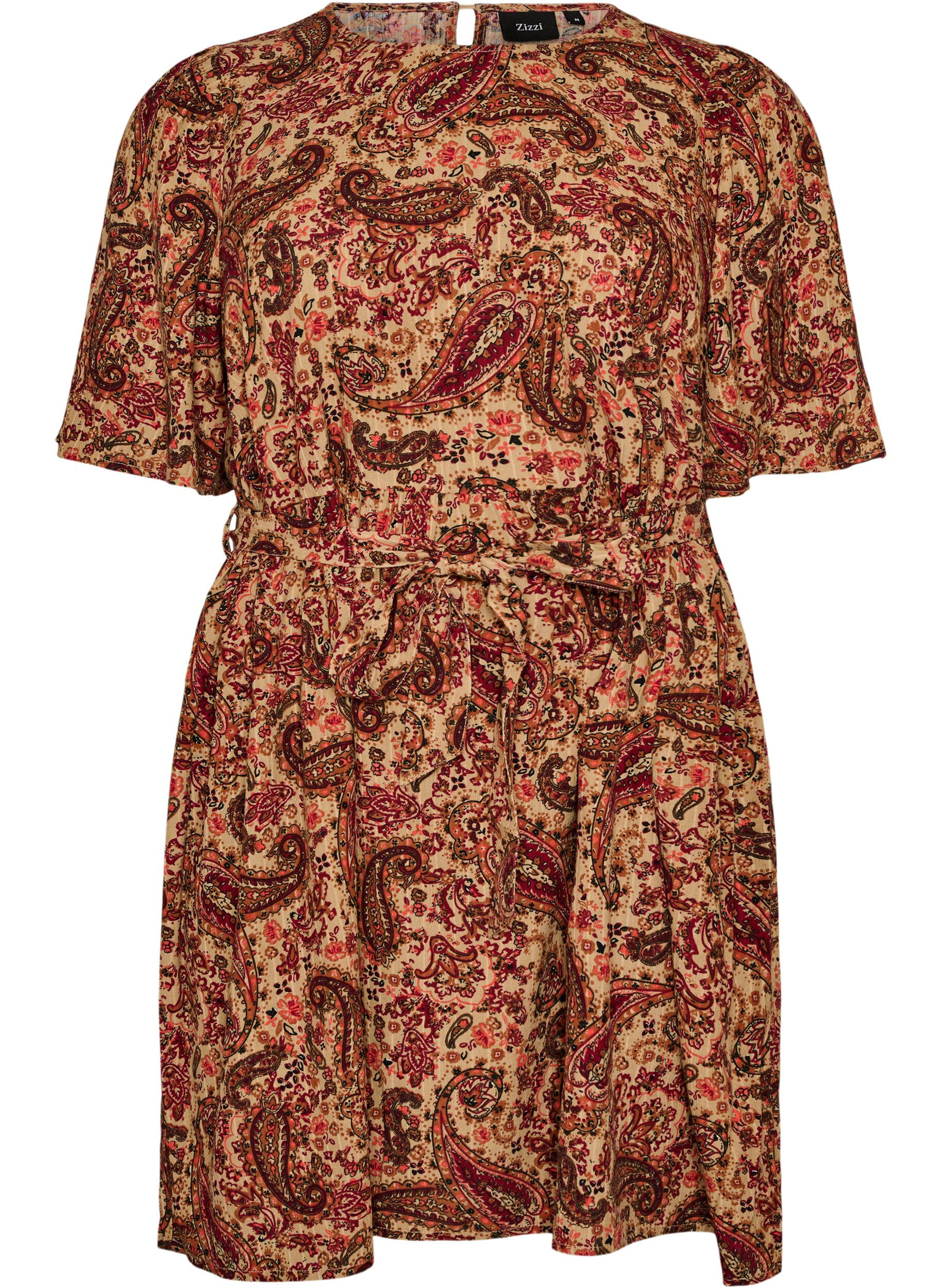 ZizziMekko paisley-kuosilla ja solmittavalla vy&ouml;ll&auml;, Ruskea, Packshot image number 0