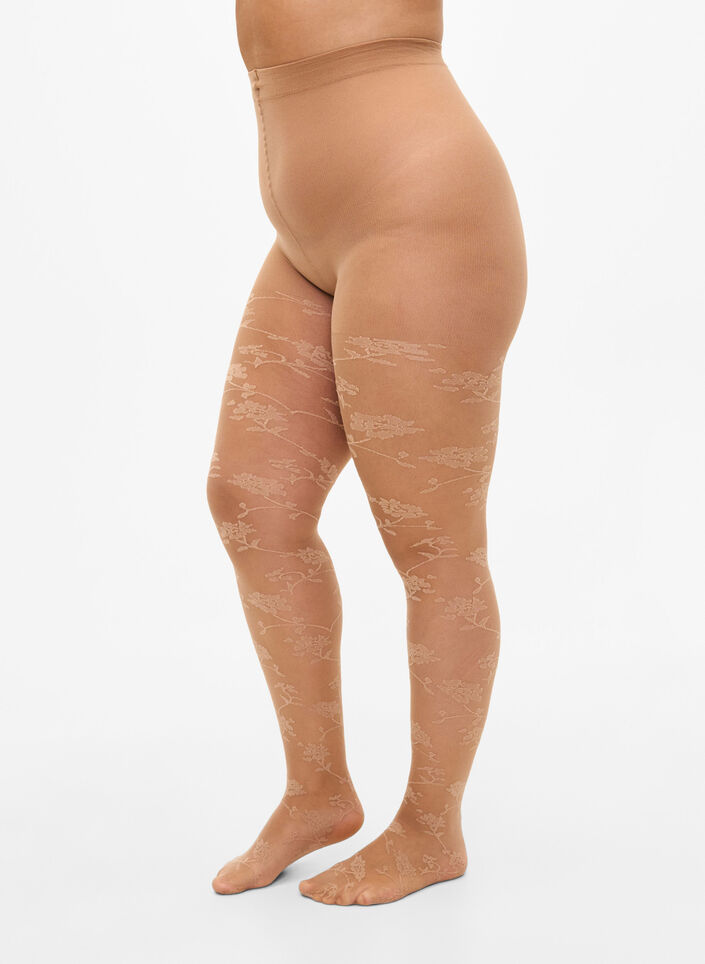 30 denierin sukkahousut, joissa on kukkakuvio, Nude, Packshot image number 0