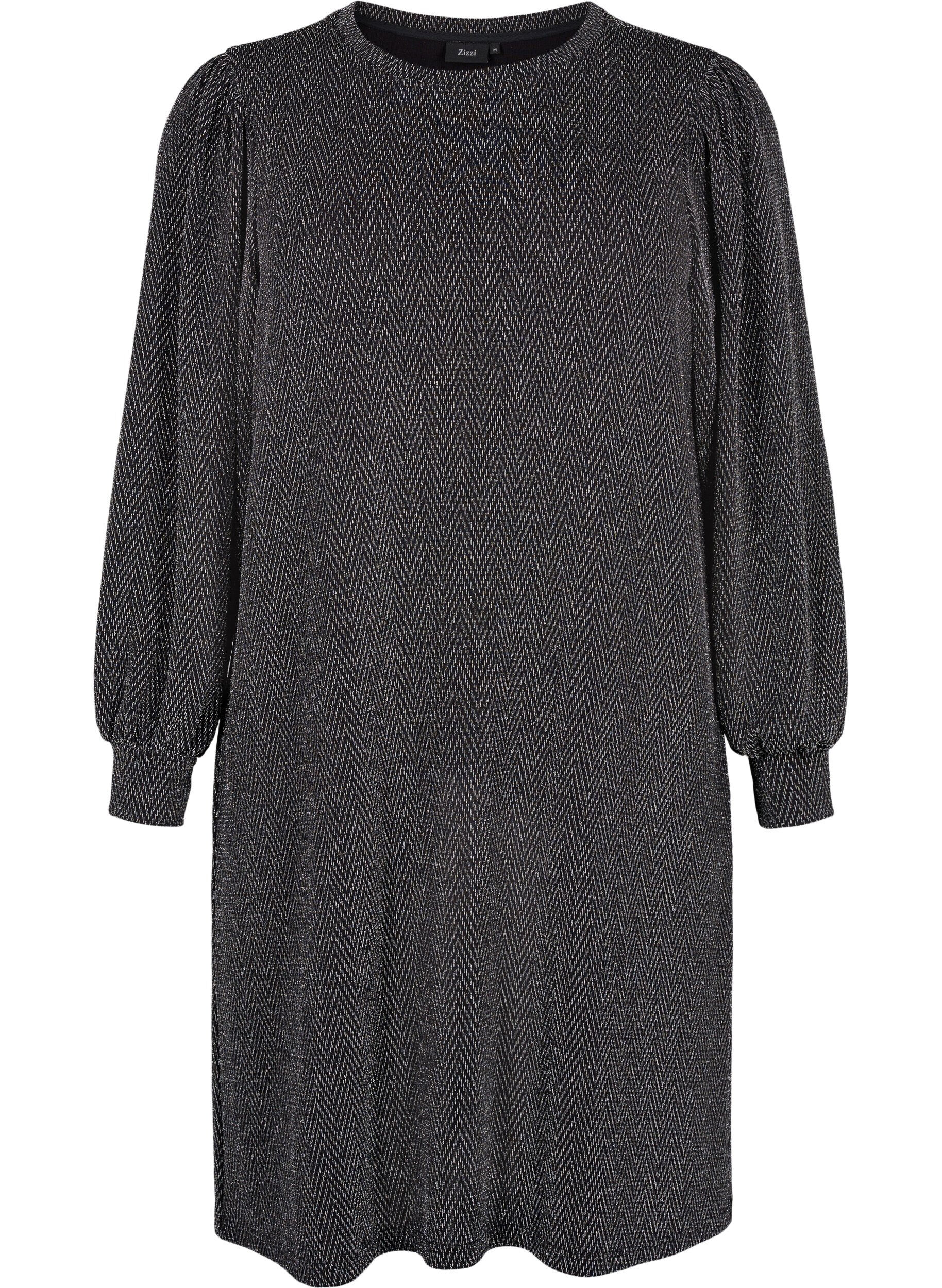 Zizzi Mekko siksak-kuviolla ja kimalteella, Silver ZigZagShimmer, Packshot image number 0