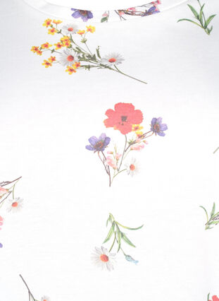 Kukkakuvioitu T-paita luomupuuvillaa, Bright W. AOP Flower, Packshot image number 2