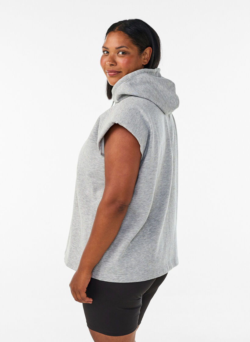Hupullinen swetaritakki olkatoppauksilla, Harmaa, Model image number 2