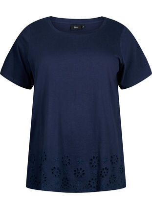 Puuvillainen T-paita brodeerauksella, Navy Blazer, Packshot image number 0