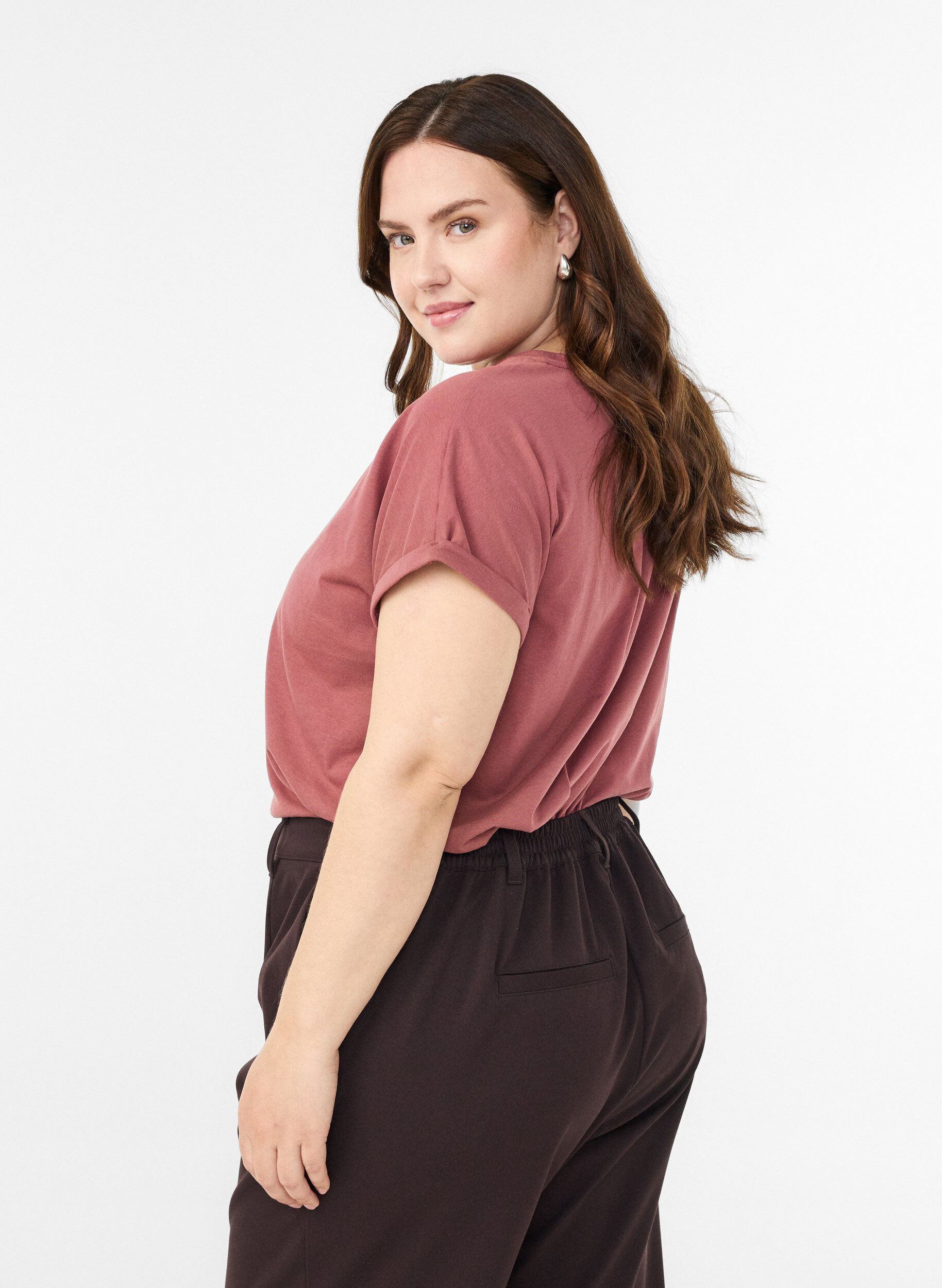 Zizzi Lyhythihainen t-paita puuvillasekoitteesta, Vaaleanpunainen, Model image number 1