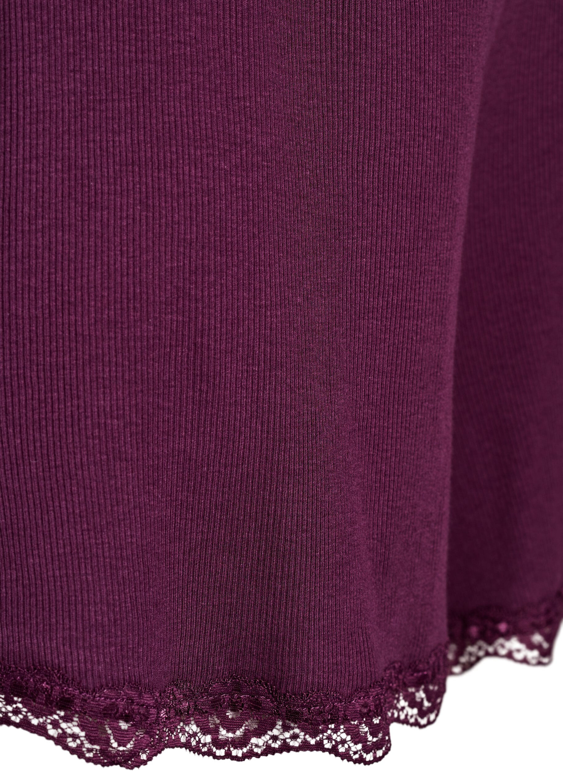 Zizzi Rennot y&ouml;shortsit ribatulla tekstuurilla ja pitsisomisteilla, Tumma Bordeaux, Packshot image number 3
