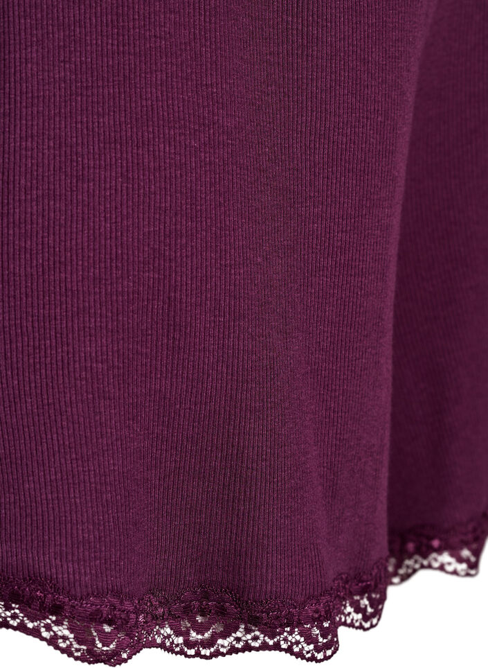 Rennot y&ouml;shortsit ribatulla tekstuurilla ja pitsisomisteilla, Tumma Bordeaux, Packshot image number 3