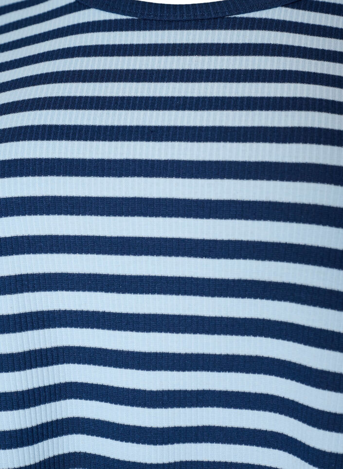 Pitk&auml;hihainen y&ouml;paita ribatusta jerseyst&auml;, jossa on raitoja, Sininen, Packshot image number 2