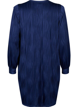Pitkähihainen kuvioitu mekko, Maritime Blue, Packshot image number 1