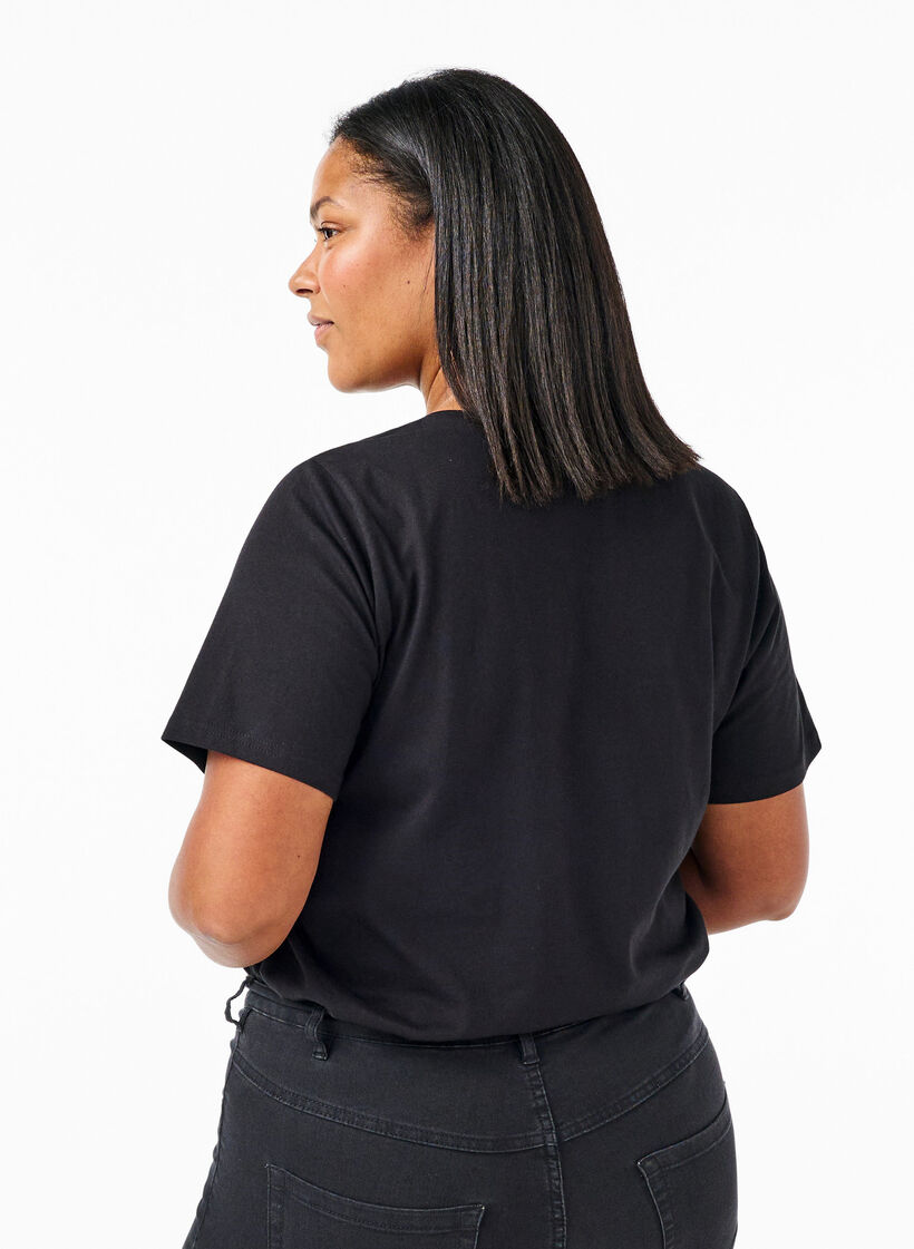 Rusettikoristeinen T-paita luomupuuvillasta, Black, Model image number 1