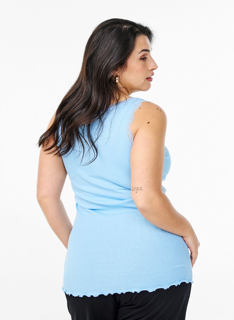 Pitsikoristeinen yl&auml;osa, Sininen, Model image number 2