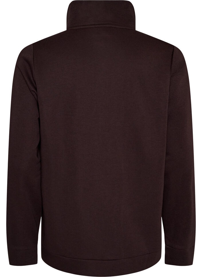 Collegepaita korkealla kauluksella ja vetoketjulla, Ruskea, Packshot image number 1