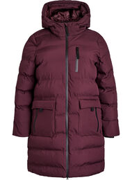 Puffer-takki hupulla ja taskuilla, Tumma Bordeaux