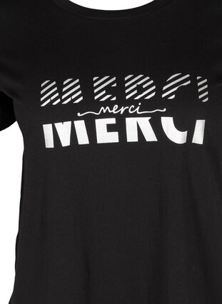 Ekologisesta puuvillasta valmistettu t-paita painatuksella, Black Merci, Packshot image number 2