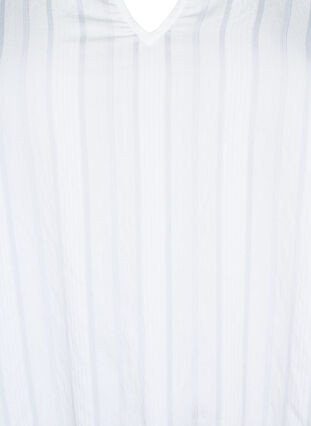 Viskoosipusero 3/4-hihoilla ja smokkirypytyksellä, Bright White, Packshot image number 2
