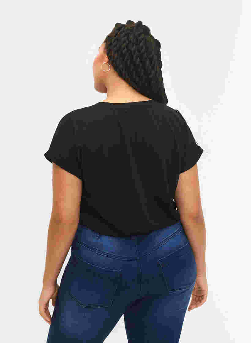 Lyhythihainen t-paita puuvillasekoitteesta, Black, Model image number 1