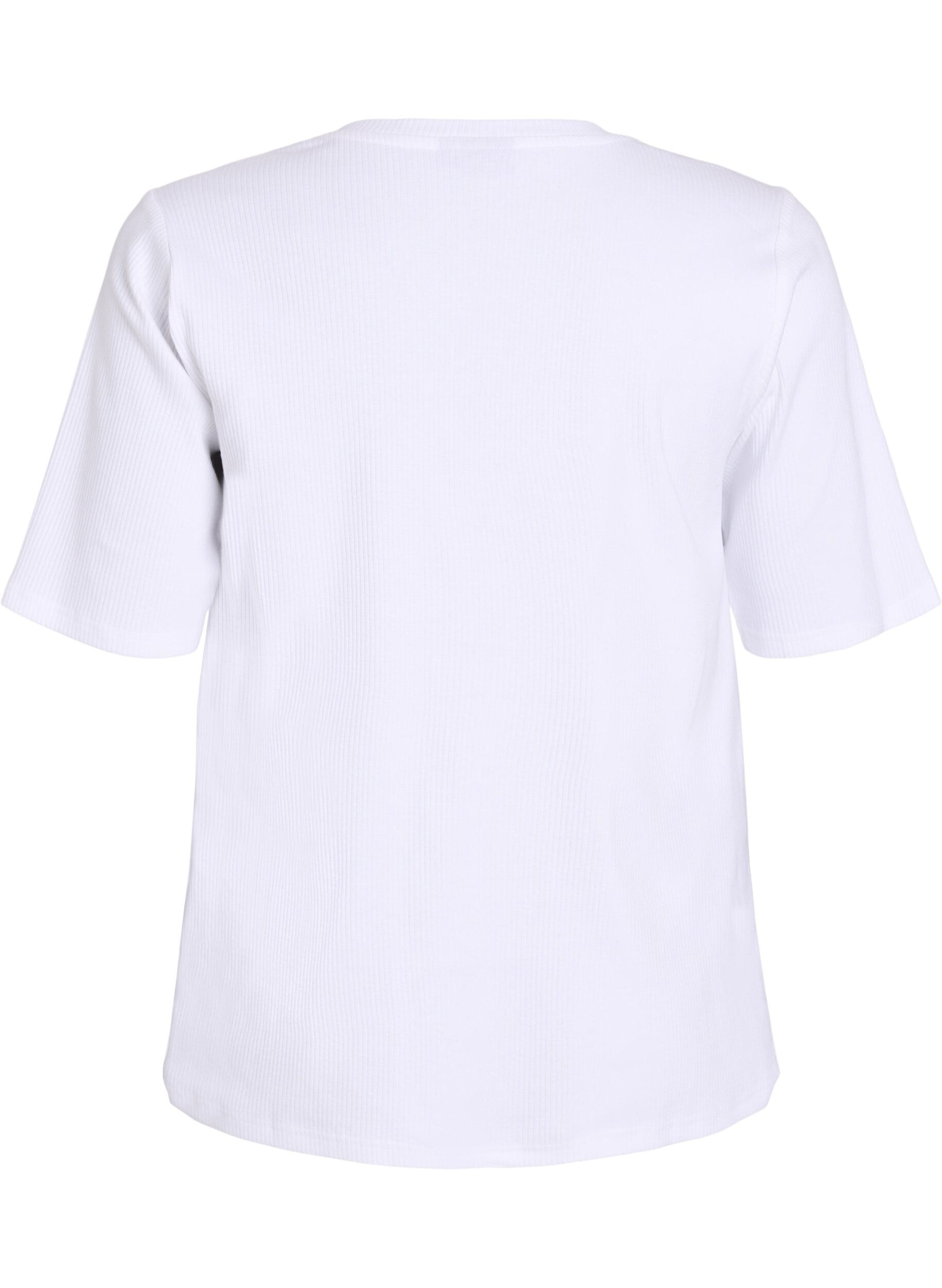 ZizziRibattu jerseypusero, jossa on lyhyet hihat, Valkoinen, Packshot image number 1