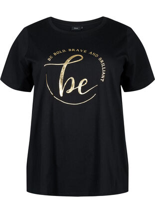 T-paita ekologisesta puuvillasta T-paita ekologisesta puuvillasta painatuksella , Black W. Be G. Foil, Packshot image number 0