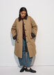 Puolimittainen takki vakosamettikauluksella, Beige, Model image number 0