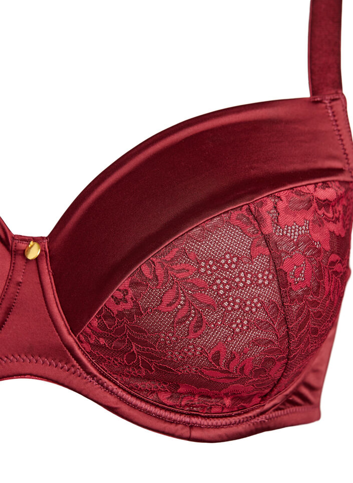 T&auml;yspeitt&auml;v&auml;t rintaliivit kiilt&auml;v&auml;st&auml; mikrokuitukankaasta, Tumma Bordeaux, Packshot image number 2
